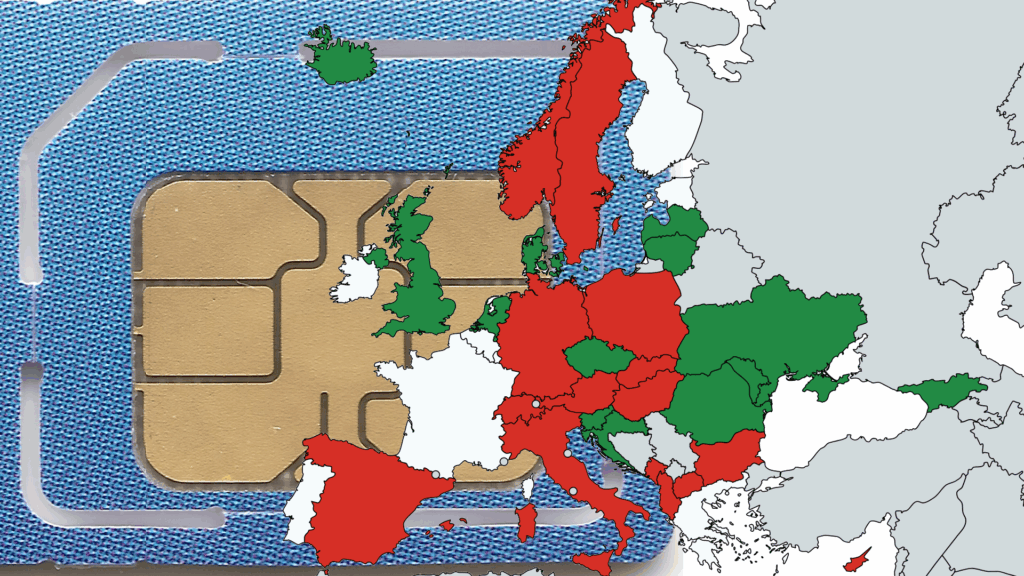 Karta z chipem i mapą Europy