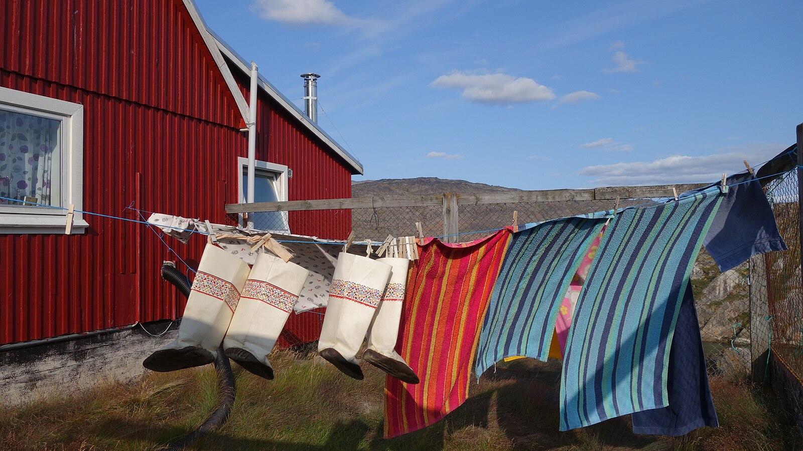 Pranie na sznurku w Grenlandii